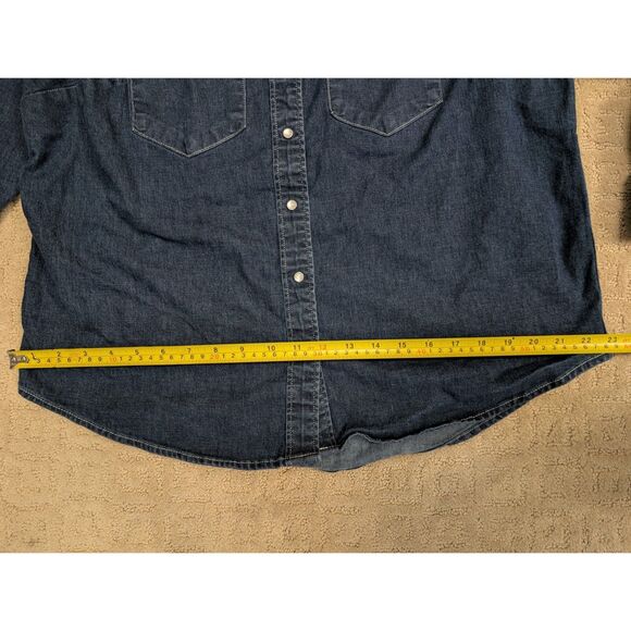 Levi's Pearl Snap Shirt Women Size 14-16 1X Blue Denim Long Sleeve - Picture 7 of 8